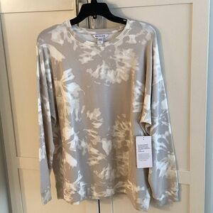 Athleta Beige and White Tie-Dye Long Sleeve Tee